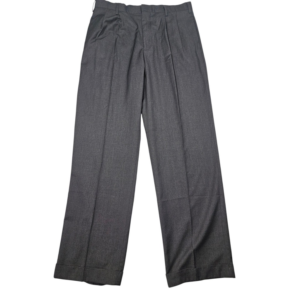 Merona VTG Pleated Dress Pants Trousers Charcoal Gray Sz 36x34